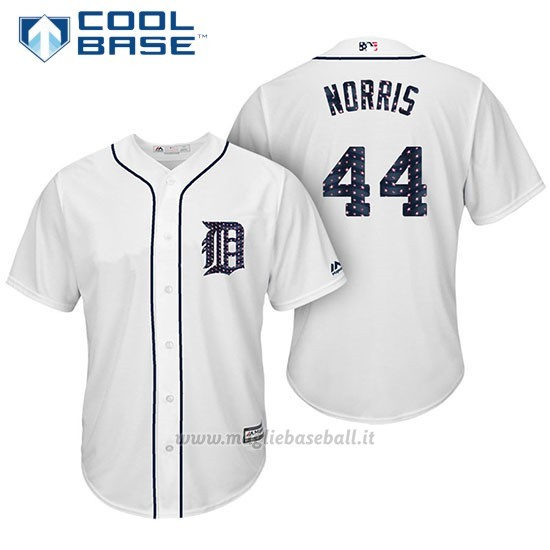 Maglia Baseball Uomo Detroit Tigers 2017 Estrellas y Rayas Daniel Norris Bianco Cool Base